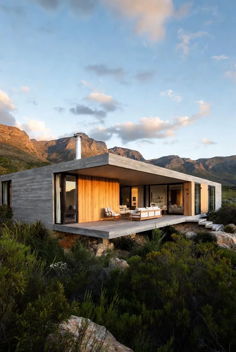 Contemporary residential home with mountain views